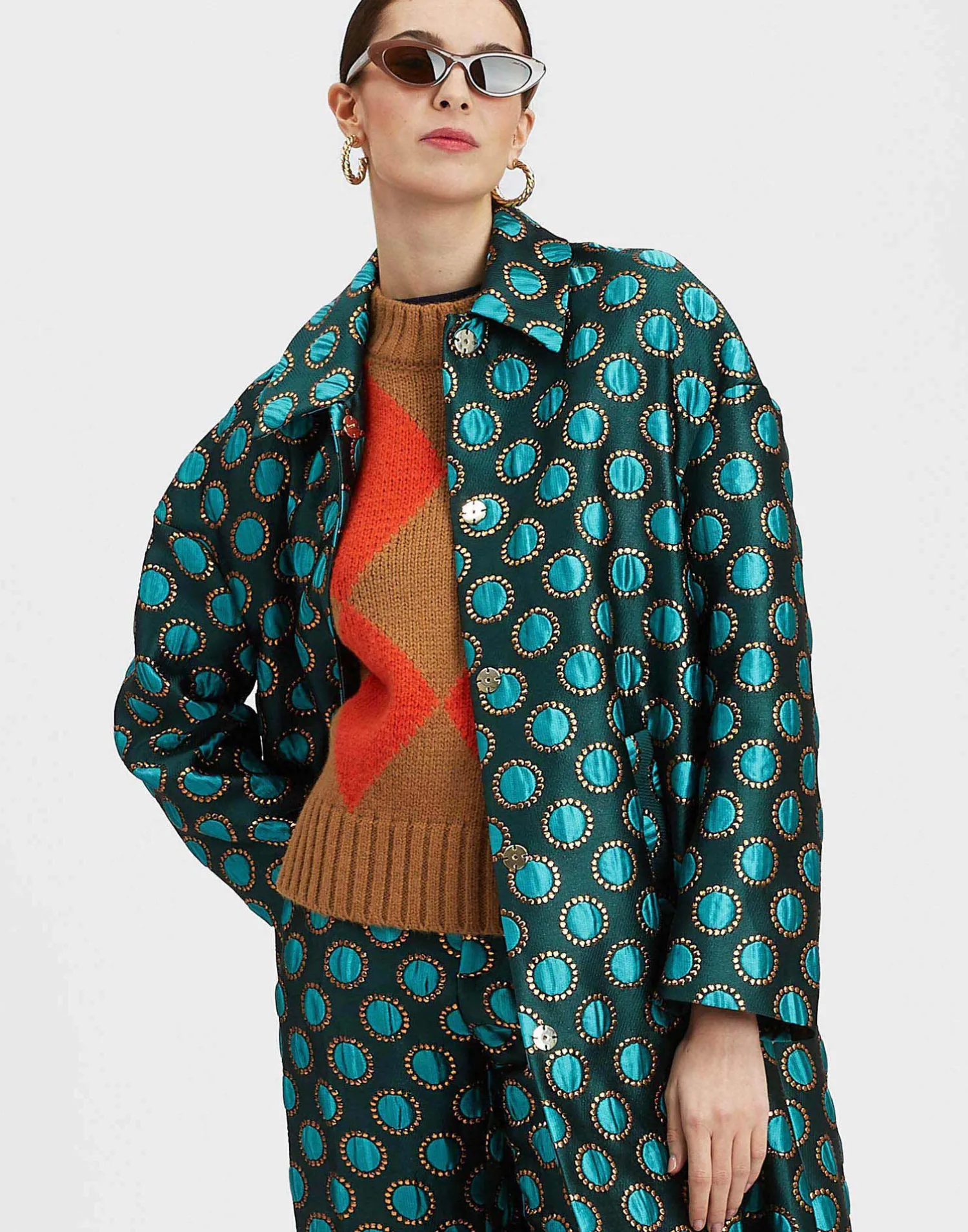 La DoubleJ Capispalla<Boxy CoatWinter Sun Emerald in Jacquard