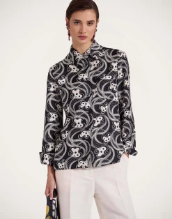 La DoubleJ Camicie E Top<Boy ShirtAperol Black & White in Silk Twill