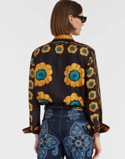 La DoubleJ Camicie E Top<Boy ShirtDaisychain Plac&eacute;e Orange in Silk Twill