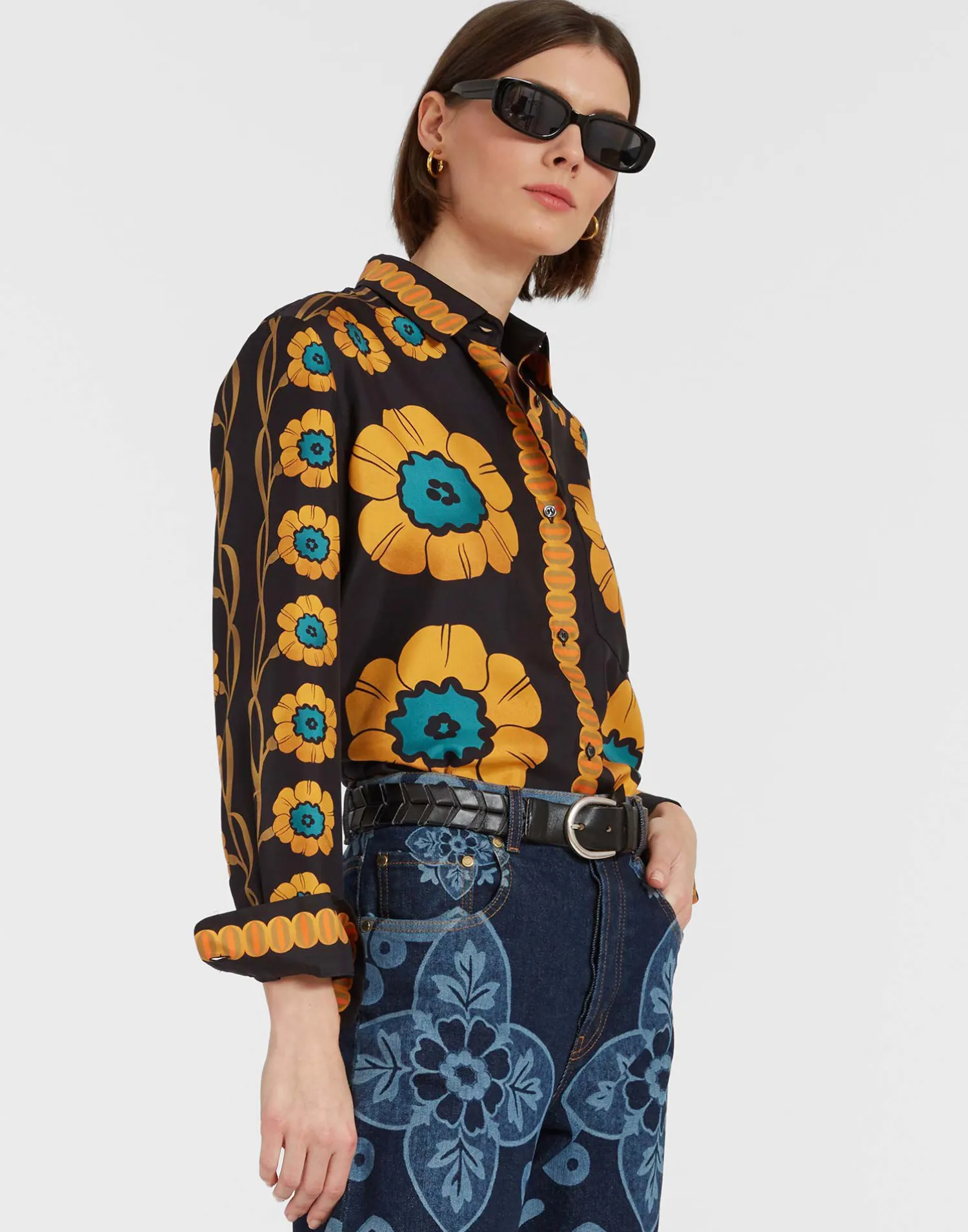 La DoubleJ Camicie E Top<Boy ShirtDaisychain Placée Orange in Silk Twill