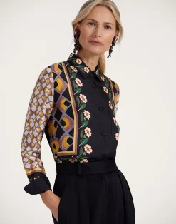 La DoubleJ Camicie E Top<Boy ShirtDazed Plac&eacute;e Black in Silk Twill