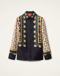 La DoubleJ Camicie E Top<Boy ShirtDazed Plac&eacute;e Black in Silk Twill