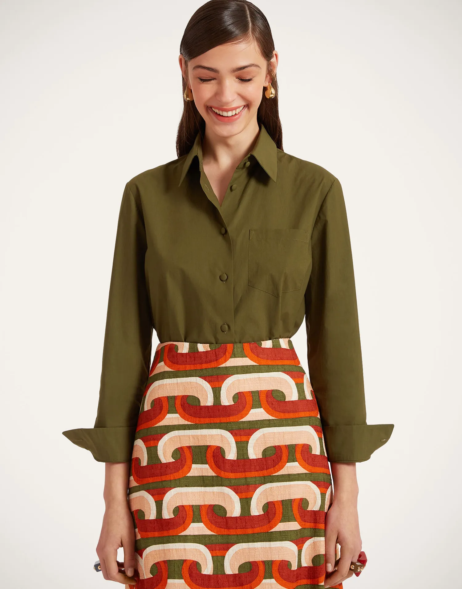 La DoubleJ Camicie E Top<Boy ShirtSolid Camouflage in Crisp Poplin