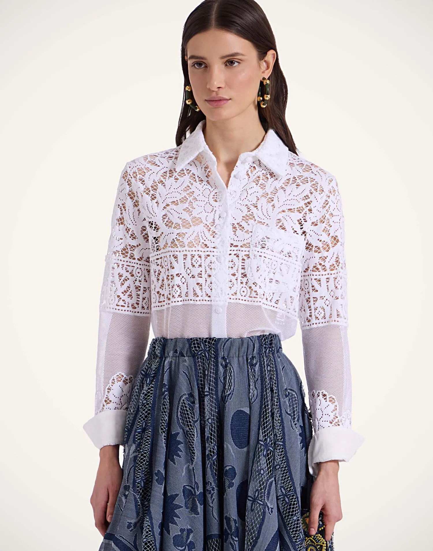 La DoubleJ Camicie E Top<Boy ShirtWhite in Cotton Lace