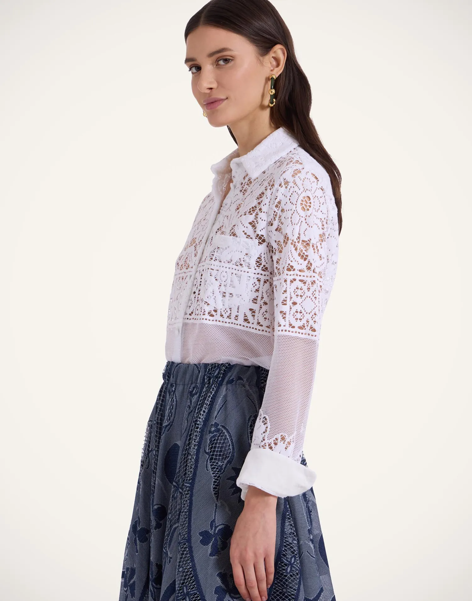 La DoubleJ Camicie E Top<Boy ShirtWhite in Cotton Lace
