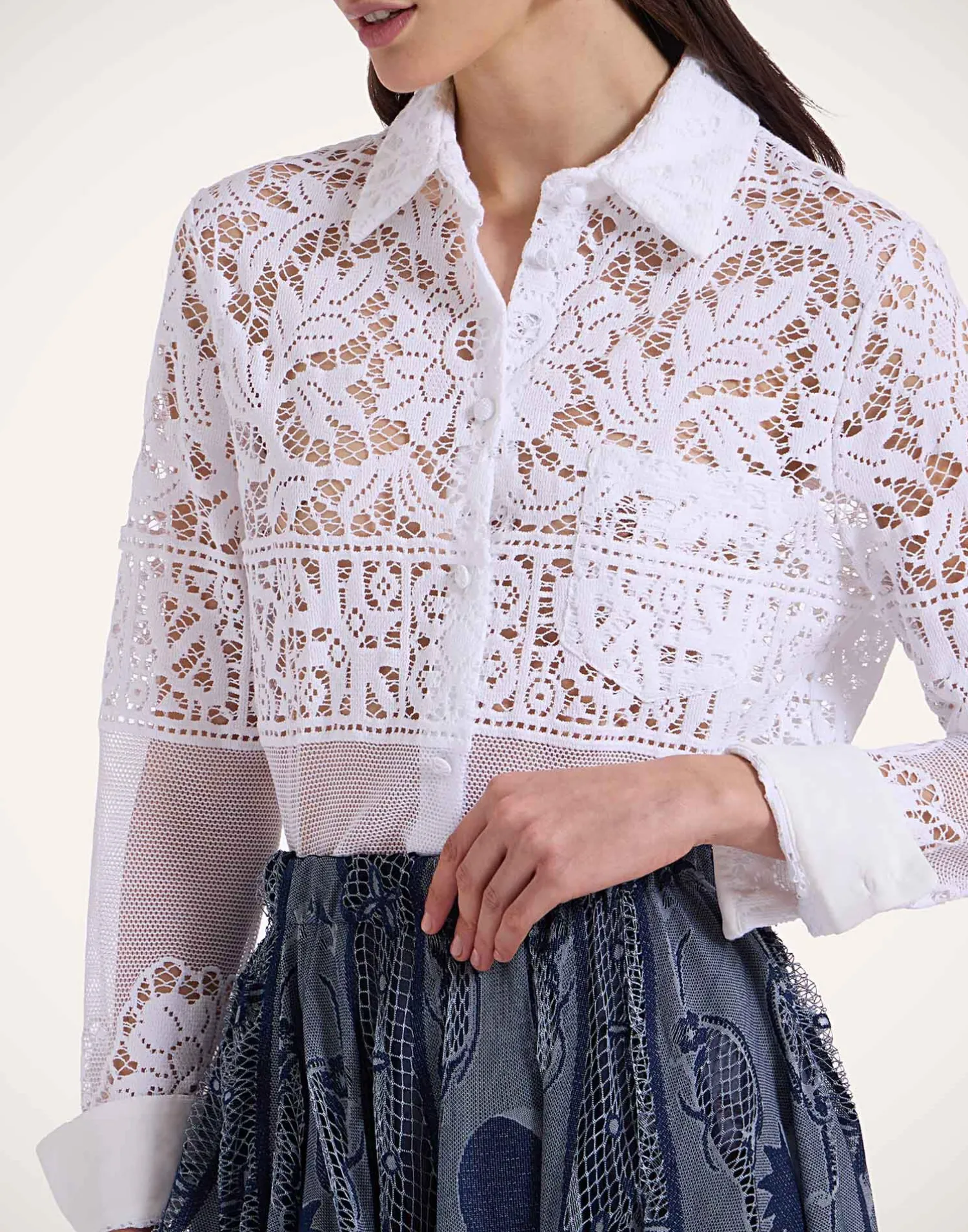 La DoubleJ Camicie E Top<Boy ShirtWhite in Cotton Lace