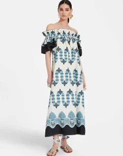 La DoubleJ Vestiti<Breakfast DressScirocco Placée Ivory in Summer Poplin