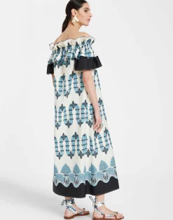 La DoubleJ Vestiti<Breakfast DressScirocco Plac&eacute;e Ivory in Summer Poplin