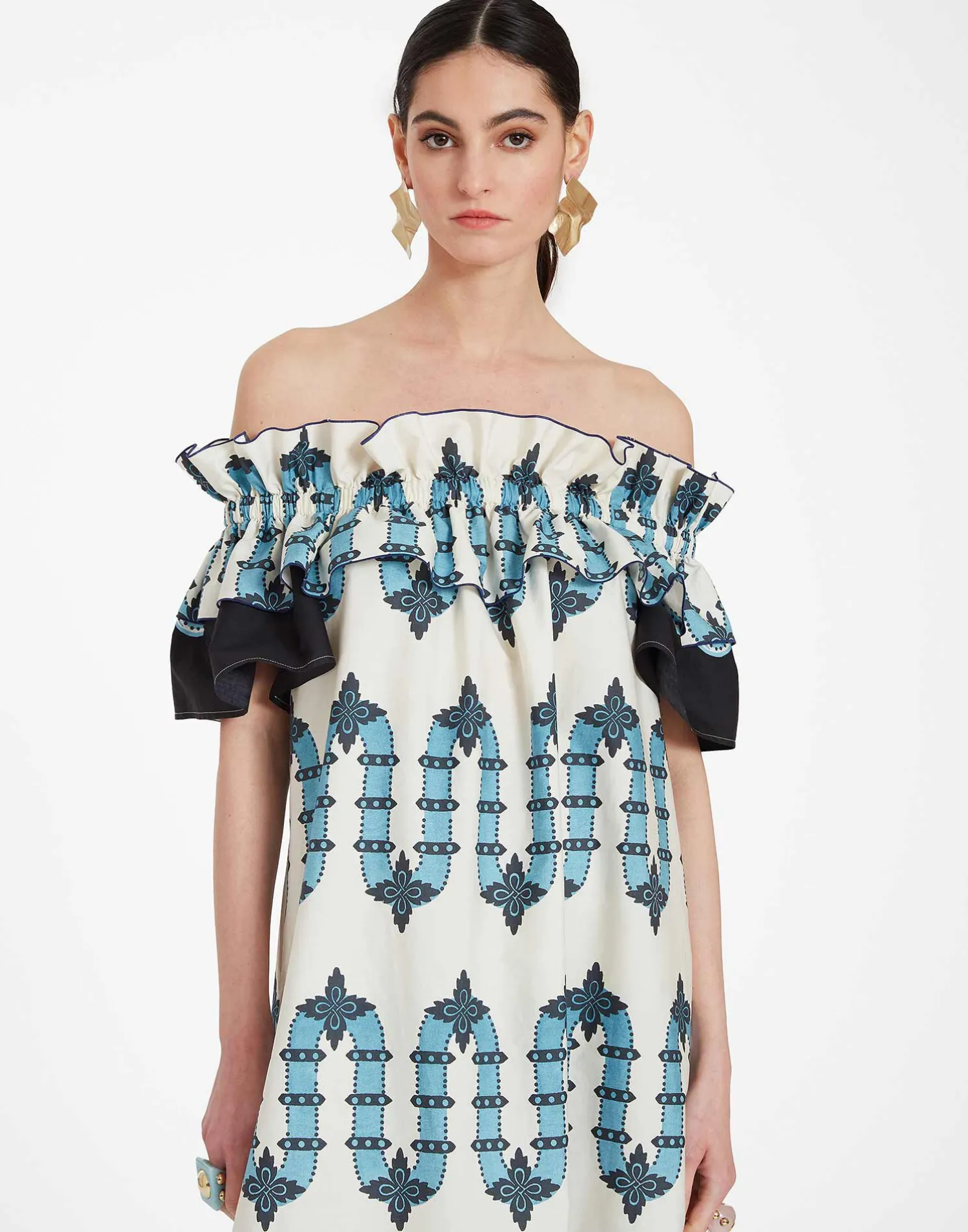 La DoubleJ Vestiti<Breakfast DressScirocco Placée Ivory in Summer Poplin