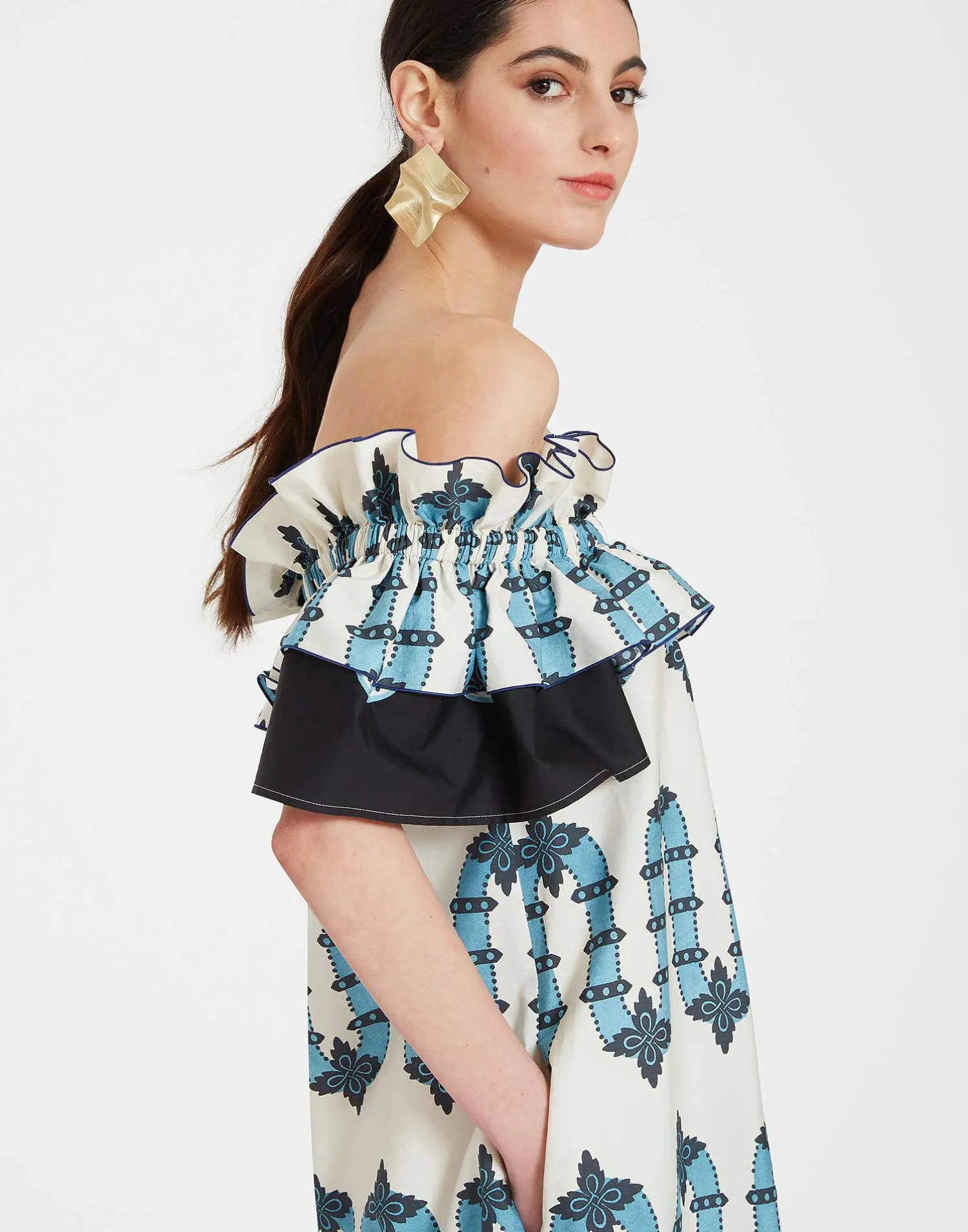 La DoubleJ Vestiti<Breakfast DressScirocco Placée Ivory in Summer Poplin