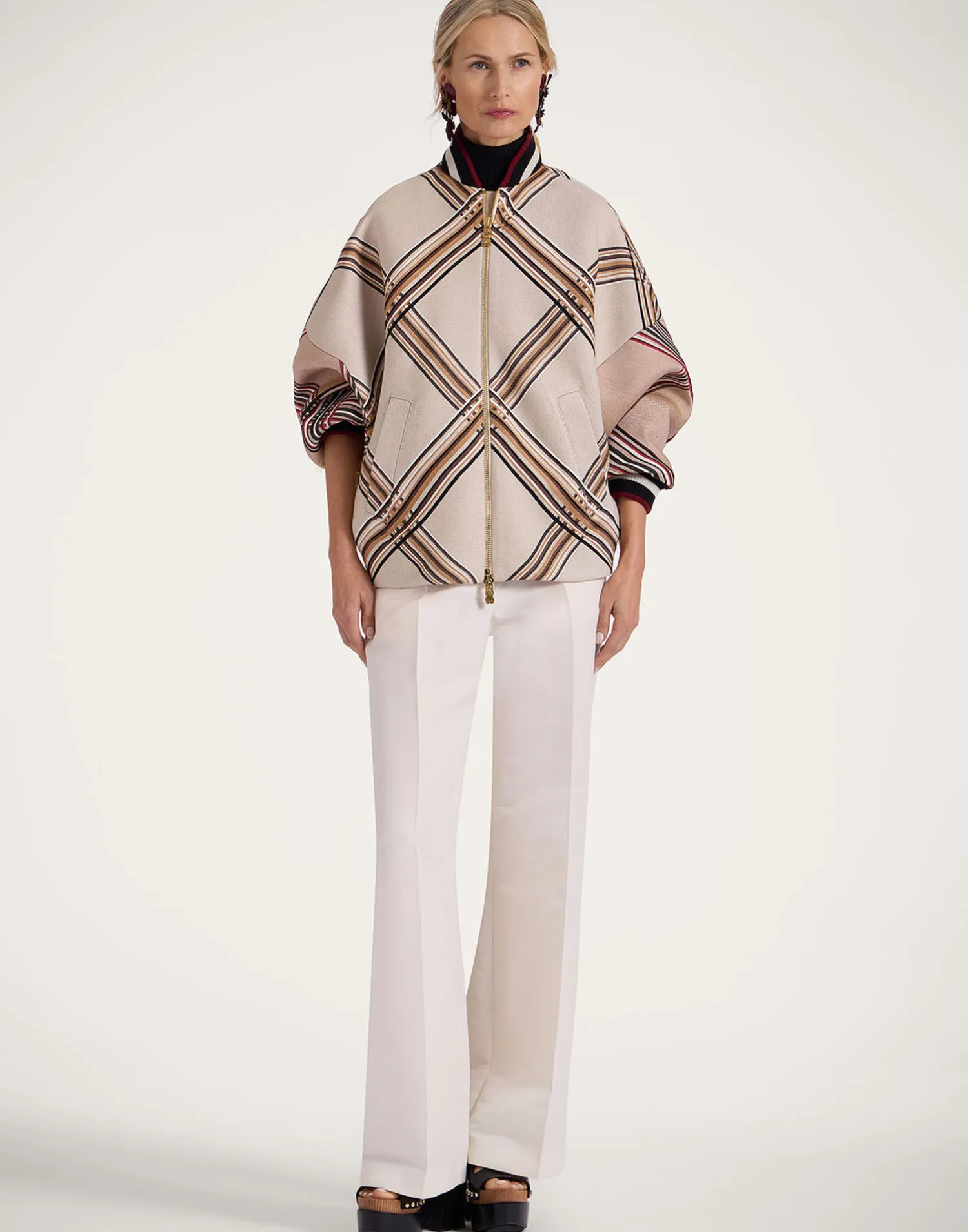 La DoubleJ Capispalla<Brooklyn BomberLady Check Light Beige in Wool