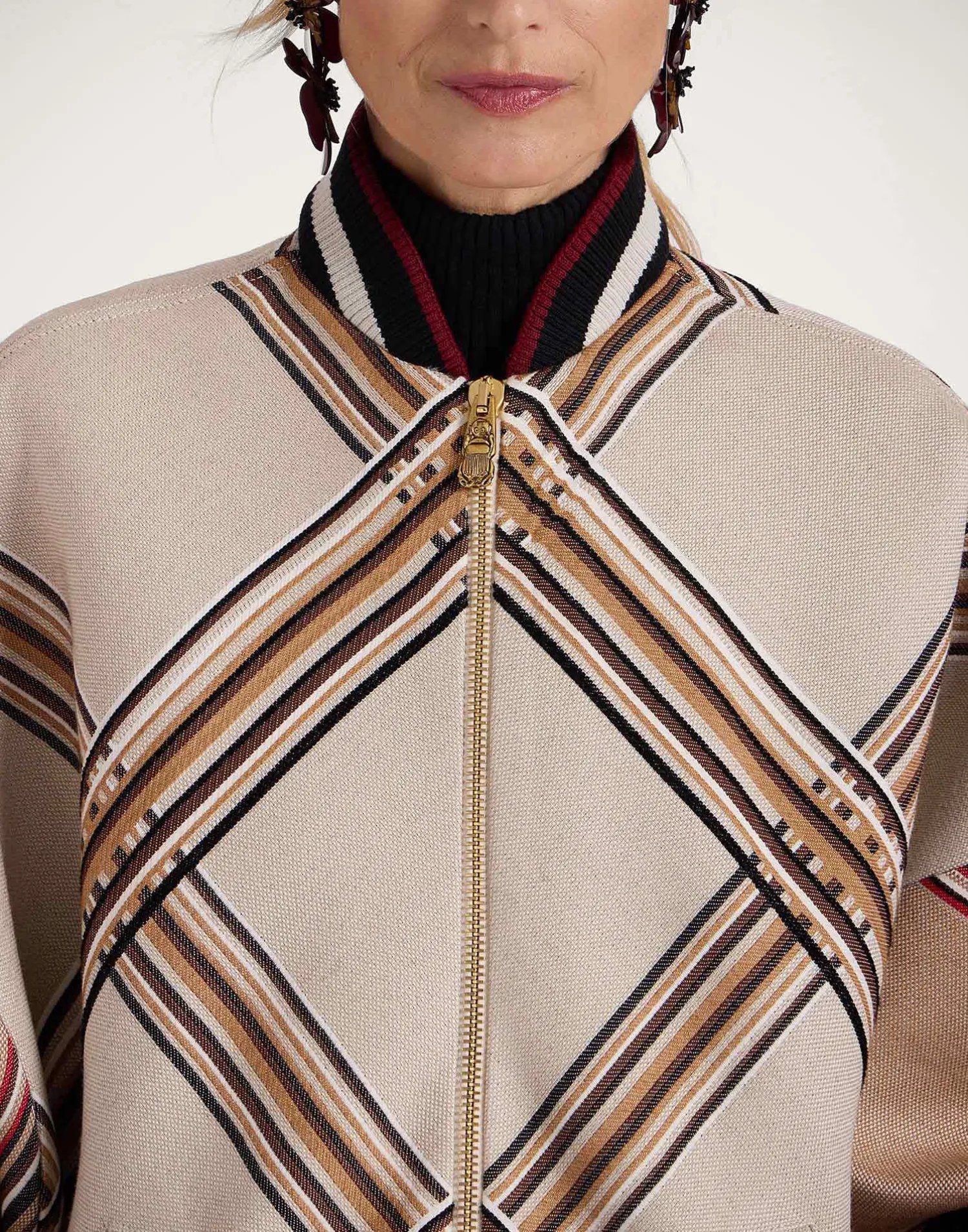 La DoubleJ Capispalla<Brooklyn BomberLady Check Light Beige in Wool