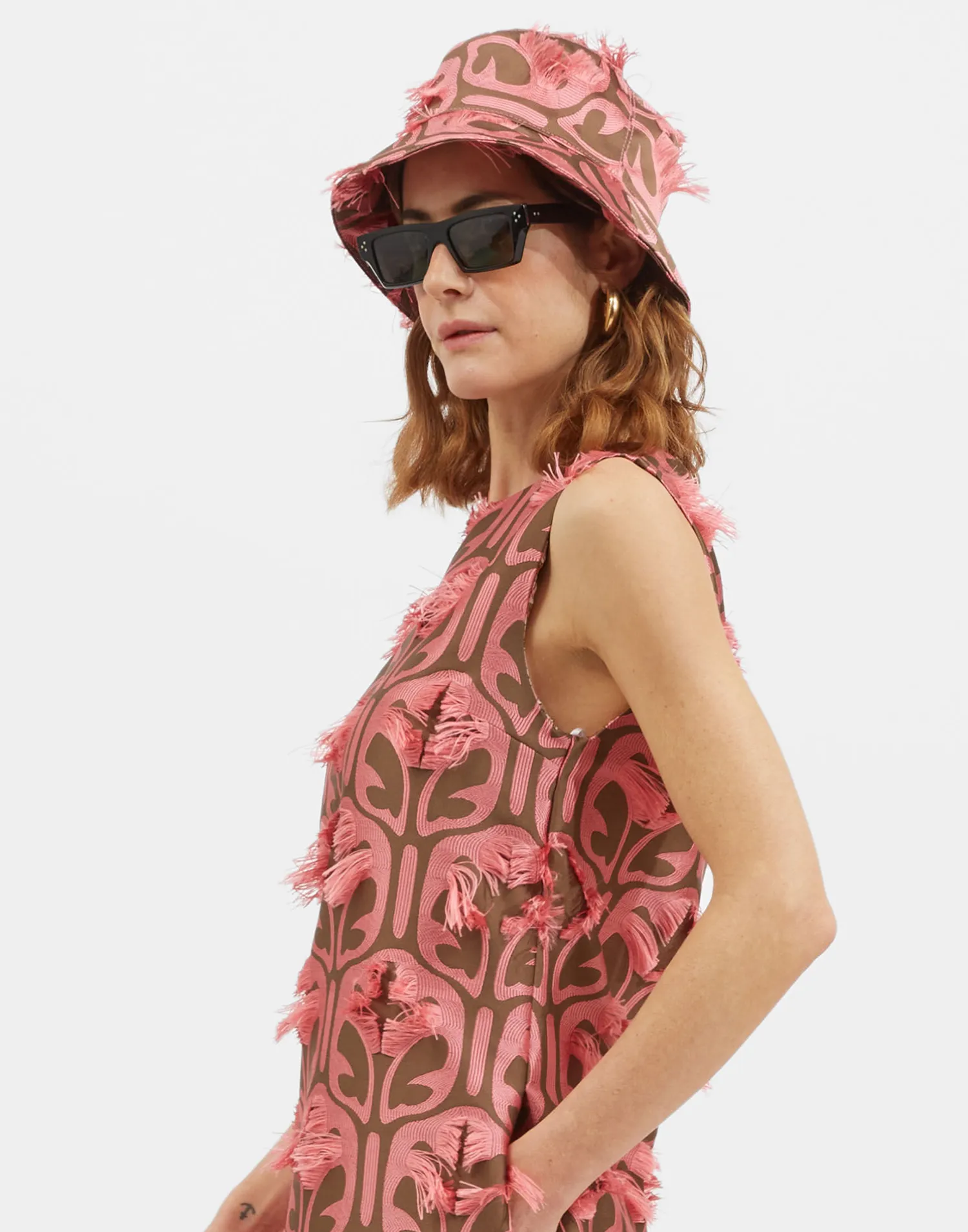 La DoubleJ Cappelli|Accessories<Bucket HatGrove Kaki/Pink in Jacquard
