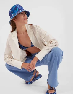 La DoubleJ Cappelli|Accessories<Bucket Hat StitchedAnemone in Cotton Chevron
