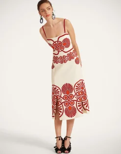 La DoubleJ Vestiti<Buy Me A Martini DressMedallion Placée Cream in Envers Satin