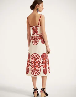 La DoubleJ Vestiti<Buy Me A Martini DressMedallion Plac&eacute;e Cream in Envers Satin