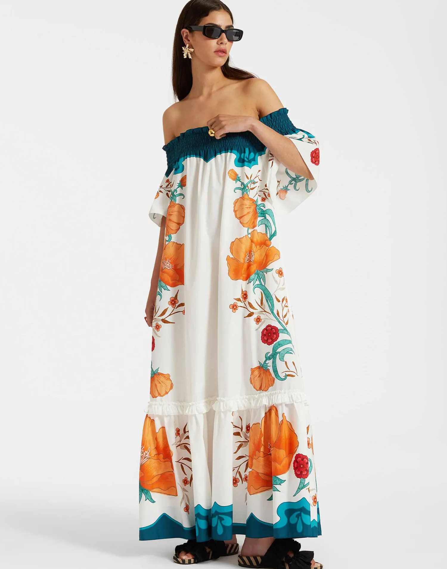 La DoubleJ Vestiti<Capalbio DressMorpheus Placée Orange in Summer Poplin