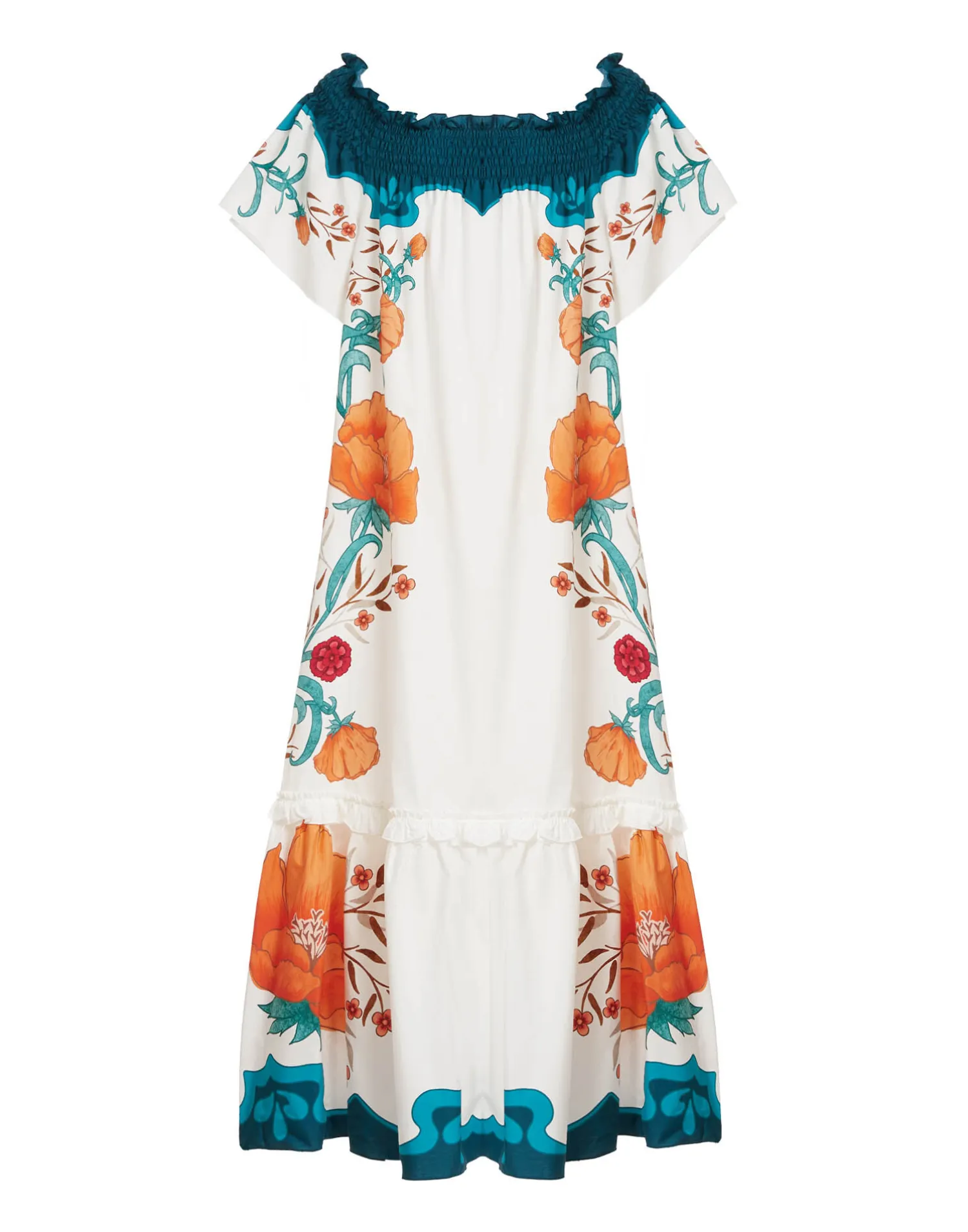 La DoubleJ Vestiti<Capalbio DressMorpheus Placée Orange in Summer Poplin