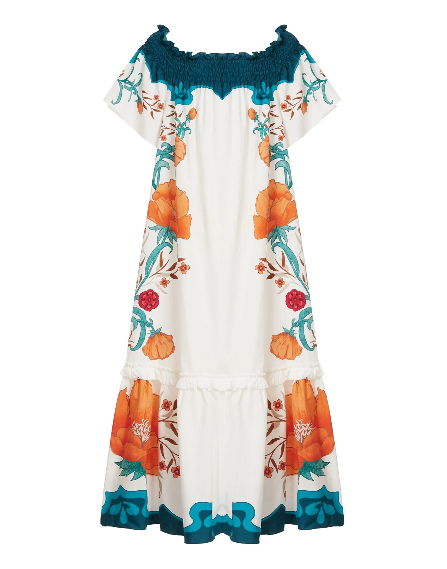 La DoubleJ Vestiti<Capalbio DressMorpheus Placée Orange in Summer Poplin