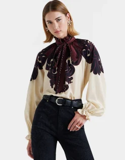 La DoubleJ Party Dressing<Cerere BlouseCorsini Placée Cream in Silk Voile