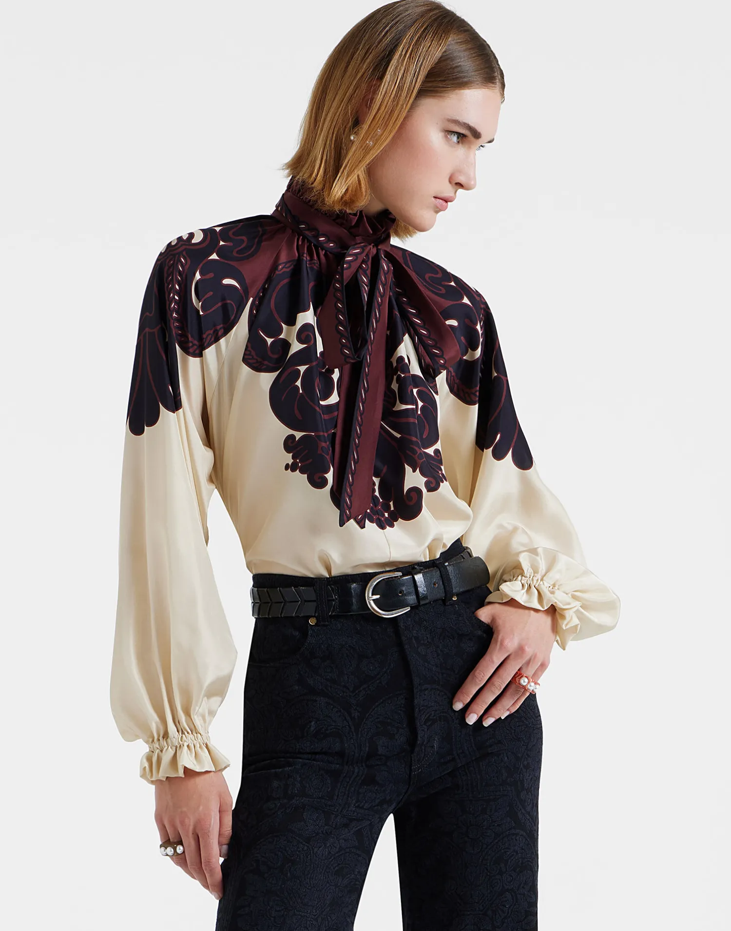 La DoubleJ Camicie E Top<Cerere BlouseCorsini Placée Cream in Silk Voile