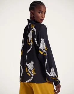 La DoubleJ Camicie E Top<Cerere BlouseMelograno Black & White in Crepe Marocain