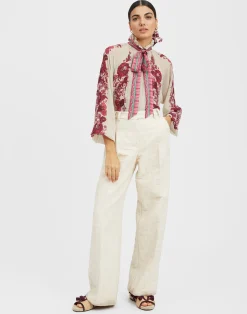 La DoubleJ Camicie E Top<Cerere BlouseZodiac Placée Purple in Silk Chiffon