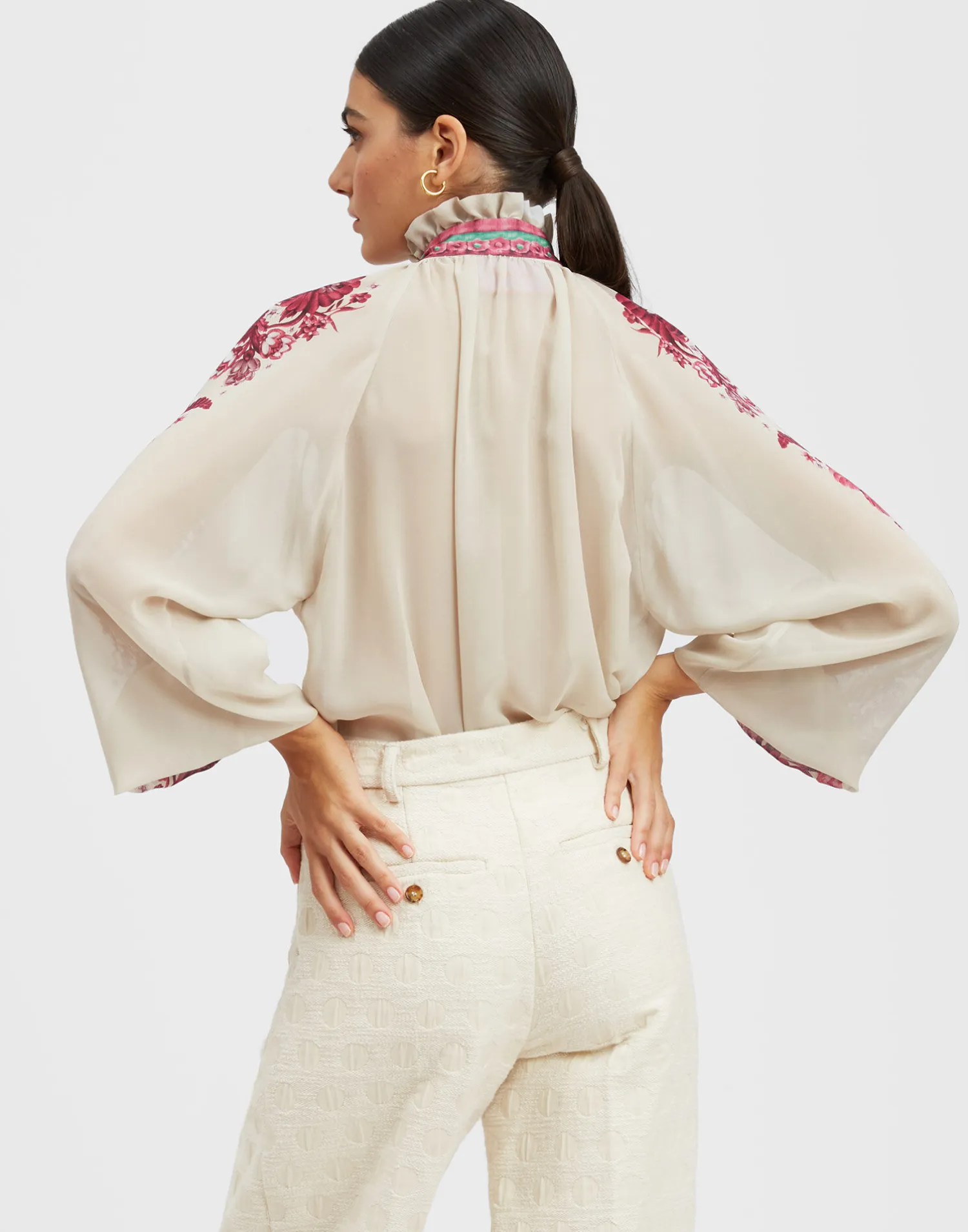 La DoubleJ Camicie E Top<Cerere BlouseZodiac Placée Purple in Silk Chiffon