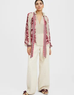 La DoubleJ Camicie E Top<Cerere BlouseZodiac Placée Purple in Silk Chiffon