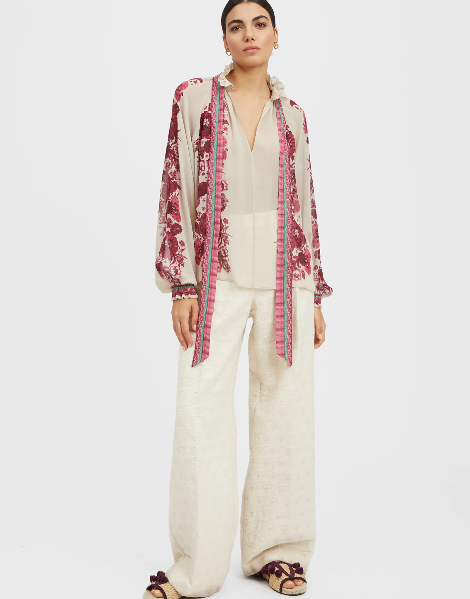 La DoubleJ Camicie E Top<Cerere BlouseZodiac Placée Purple in Silk Chiffon