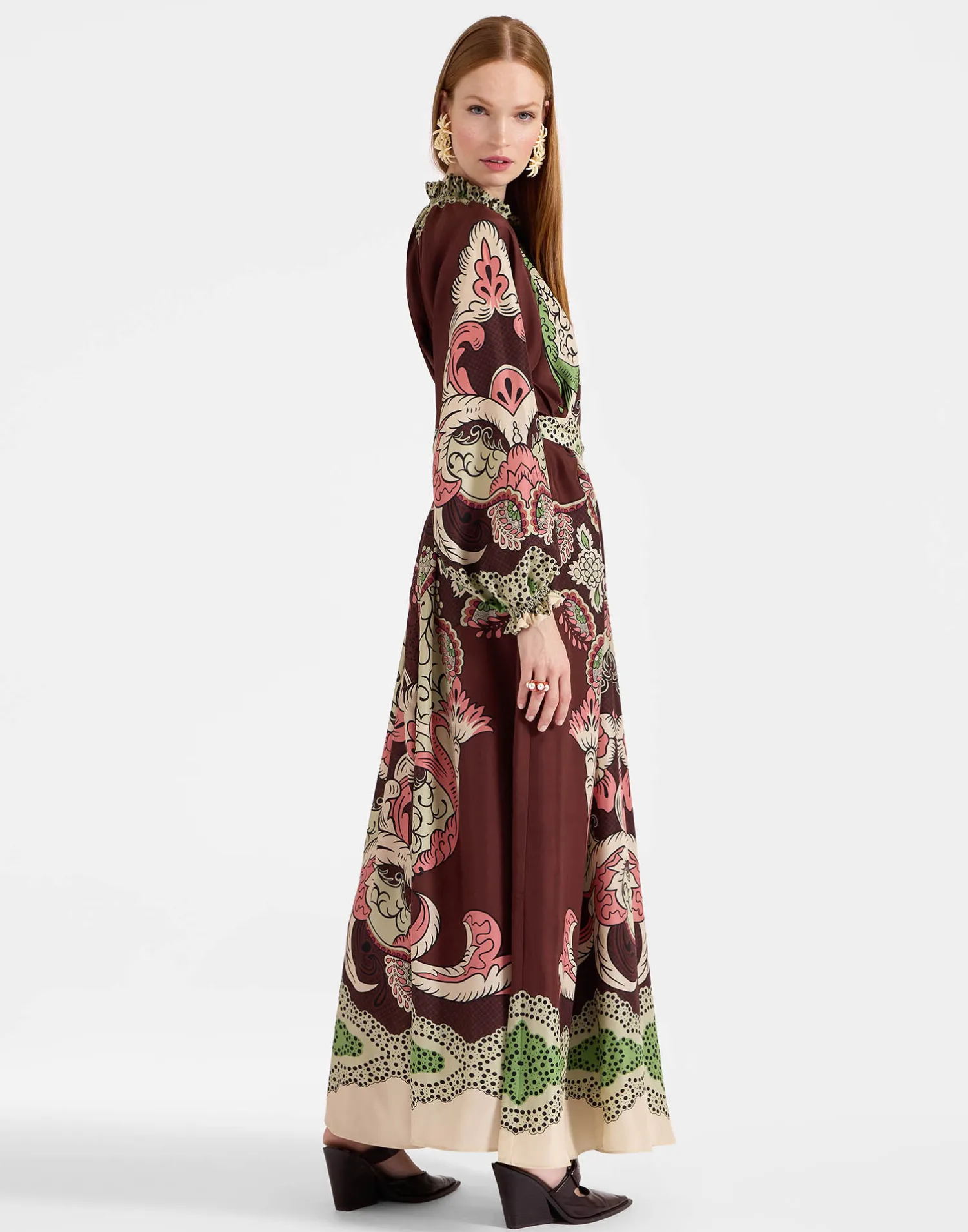 La DoubleJ Vestiti<Cerere DressPortal Placée Brown in Silk Voile