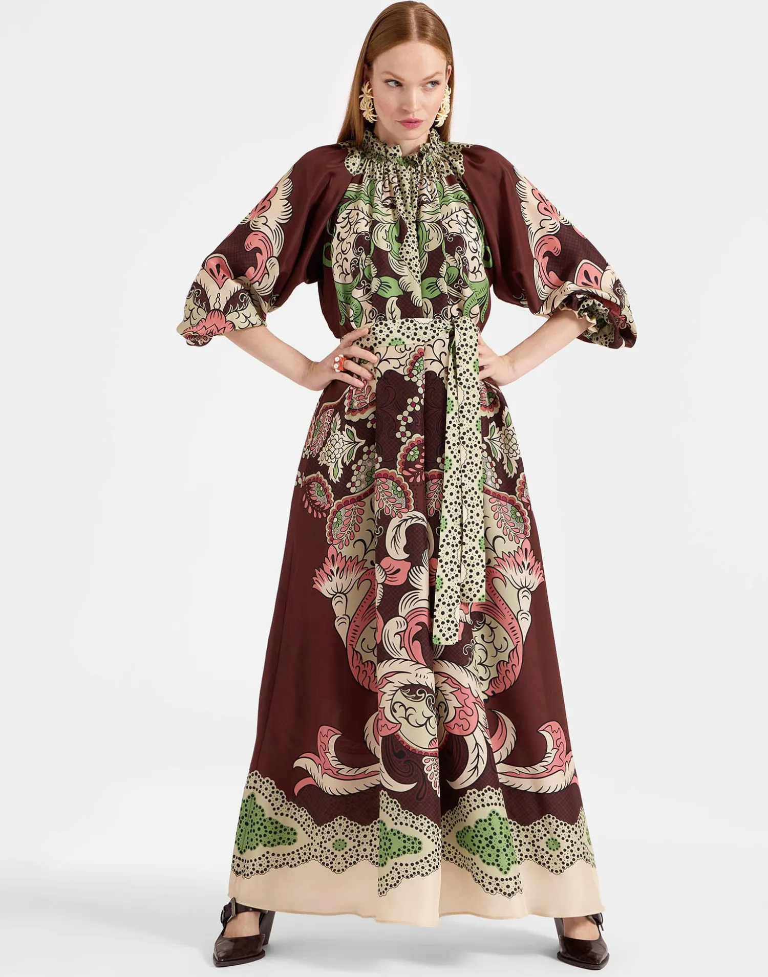 La DoubleJ Party Dressing<Cerere DressPortal Placée Brown in Silk Voile