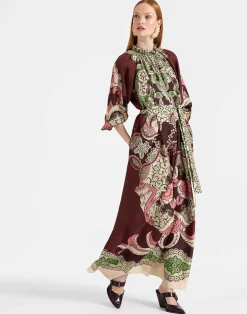 La DoubleJ Party Dressing<Cerere DressPortal Placée Brown in Silk Voile