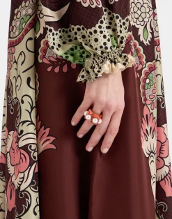 La DoubleJ Party Dressing<Cerere DressPortal Placée Brown in Silk Voile