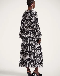 La DoubleJ Party Dressing<Cerere Shirt DressPapyrus Black & White in Crepe De Chine Silk