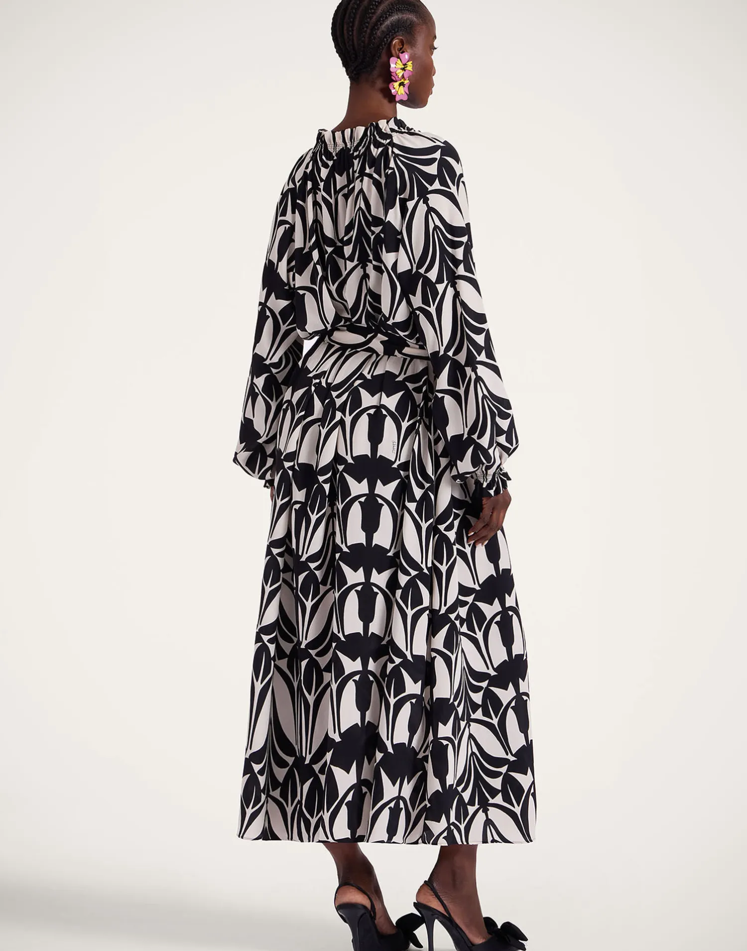 La DoubleJ Vestiti<Cerere Shirt DressPapyrus Black & White in Crepe De Chine Silk