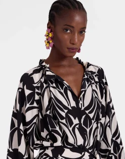 La DoubleJ Vestiti<Cerere Shirt DressPapyrus Black & White in Crepe De Chine Silk