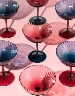 La DoubleJ Bicchieri|Vetro<Champagne Coupe Set of 2Blu Fumé in Glass