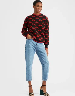 La DoubleJ Maglieria<Cherry SweaterBlack / Red in Wool