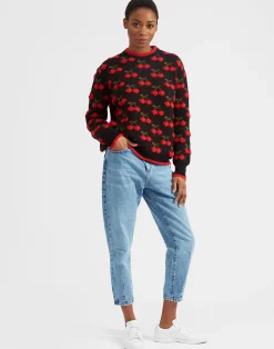 La DoubleJ Maglieria<Cherry SweaterBlack / Red in Wool