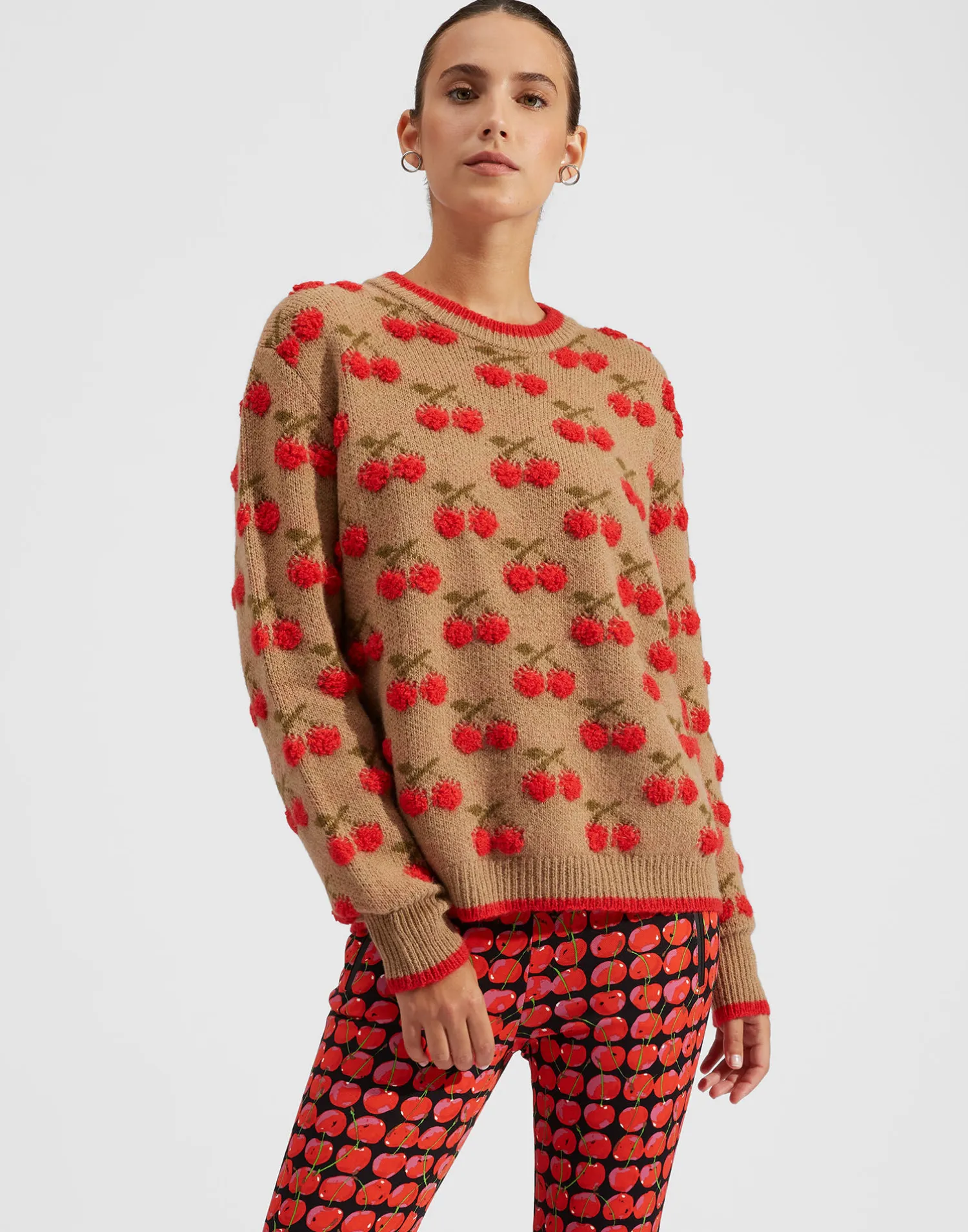 La DoubleJ Maglieria<Cherry SweaterCamel/Red in Wool