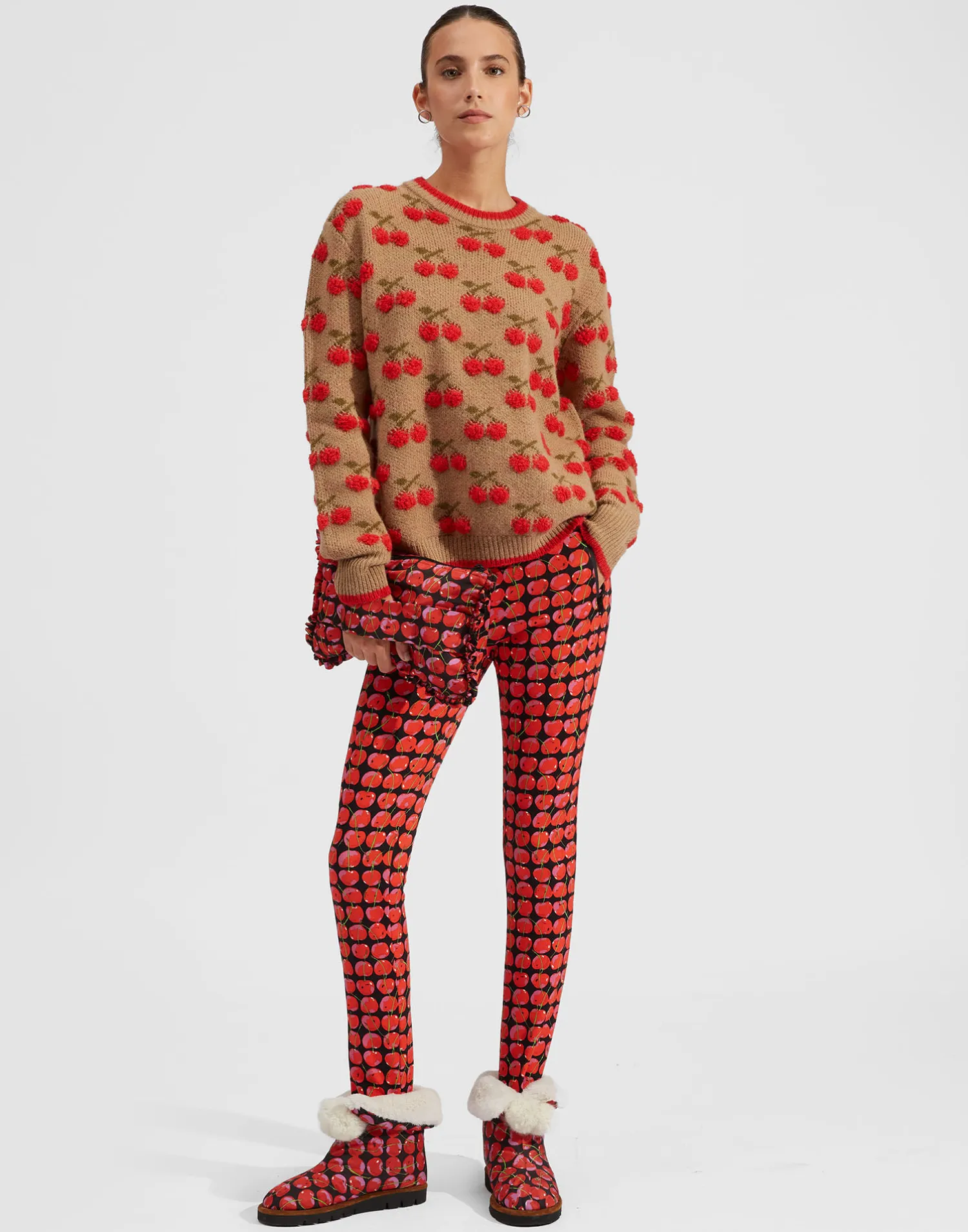 La DoubleJ Maglieria<Cherry SweaterCamel/Red in Wool