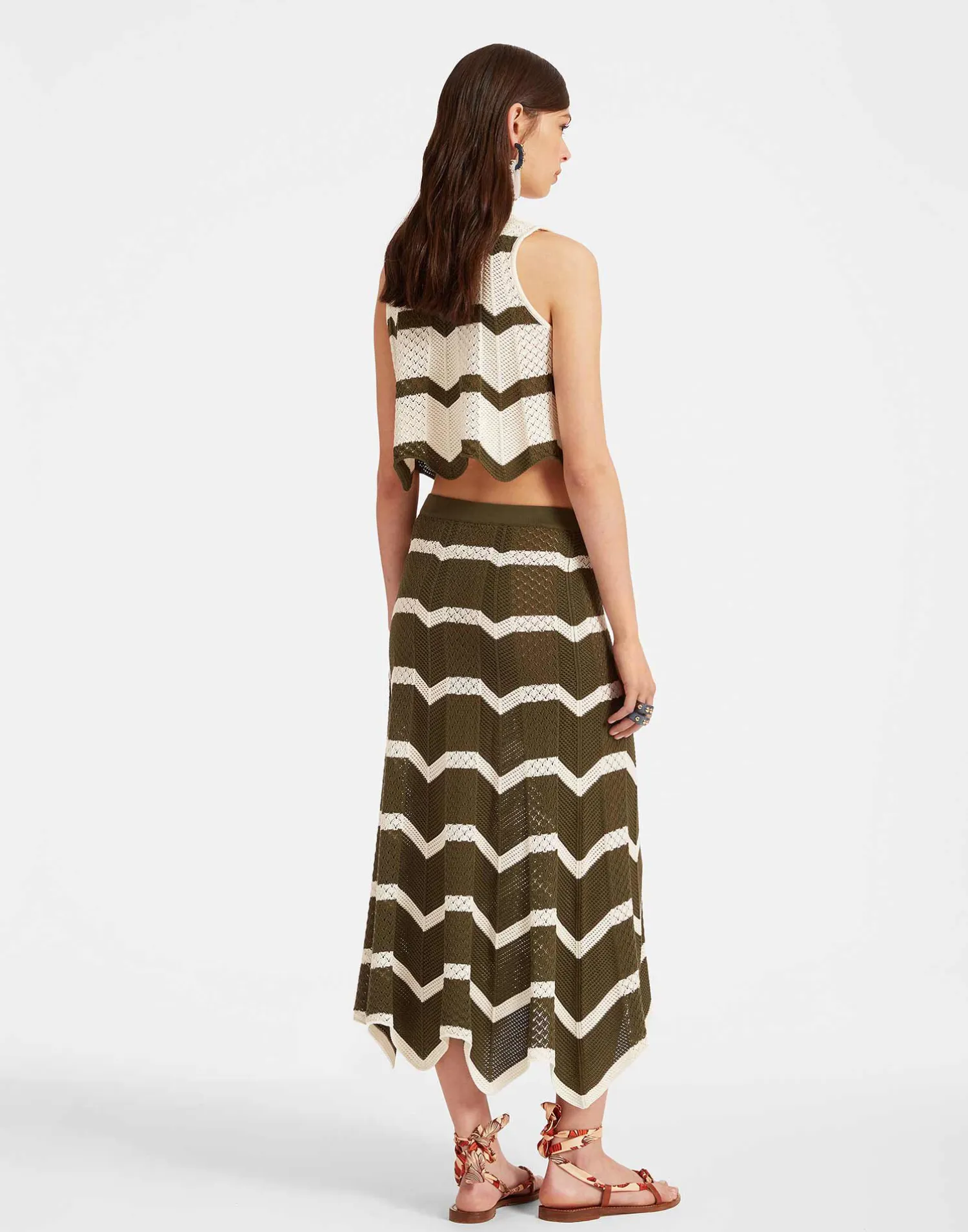 La DoubleJ Maglieria|Gonne<Chevron SkirtSolid Camouflage in Knit Chevron
