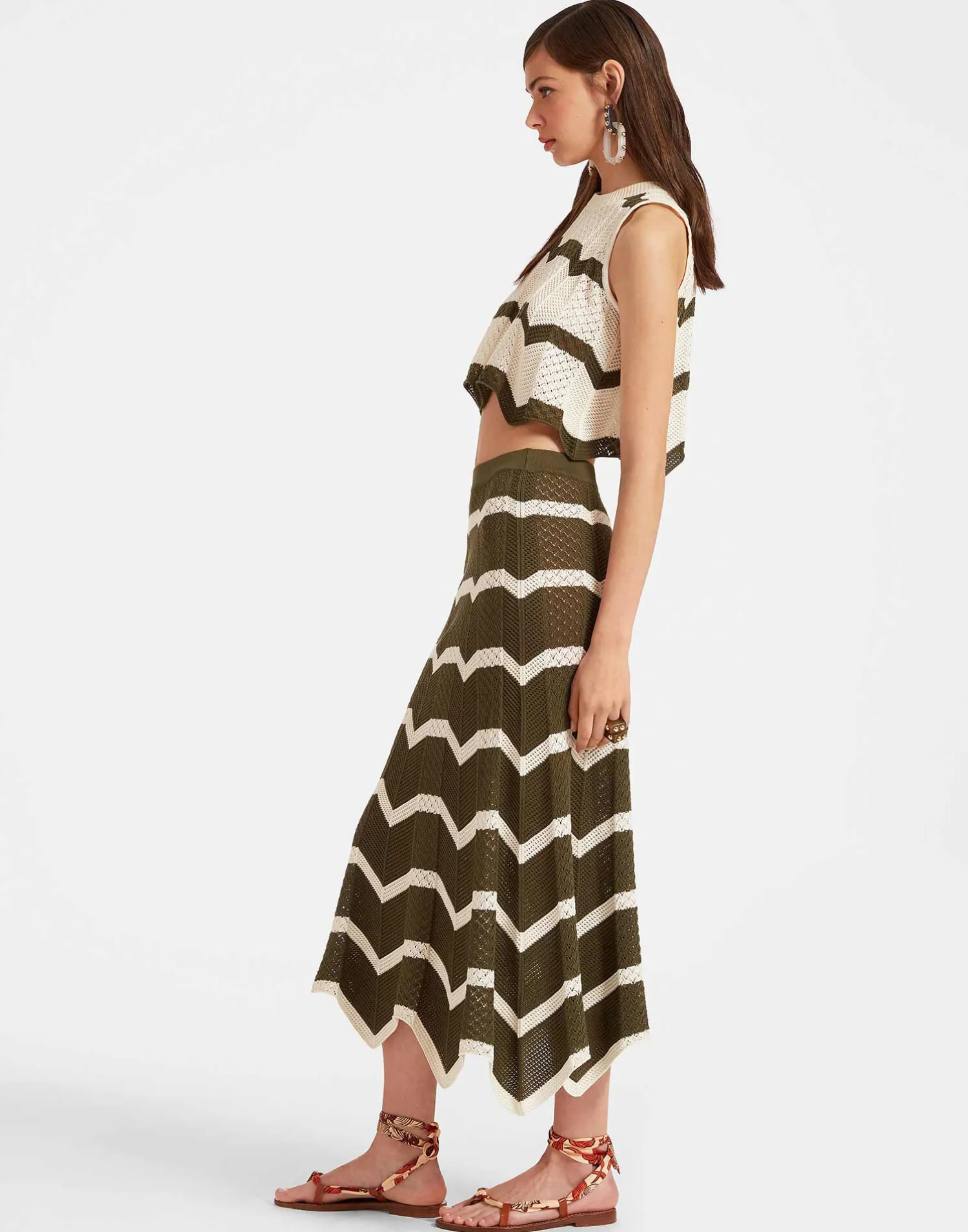 La DoubleJ Maglieria|Gonne<Chevron SkirtSolid Camouflage in Knit Chevron