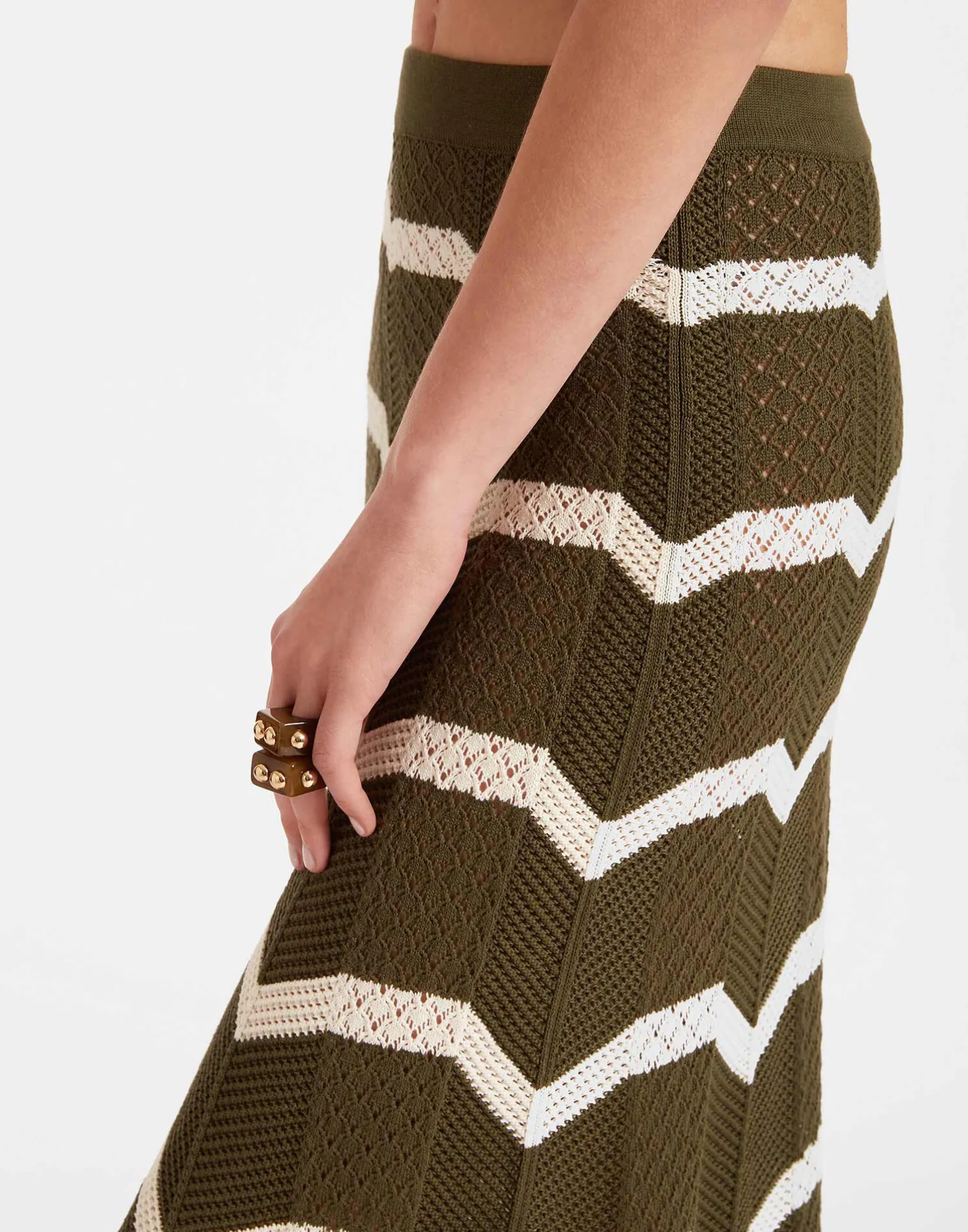 La DoubleJ Maglieria|Gonne<Chevron SkirtSolid Camouflage in Knit Chevron