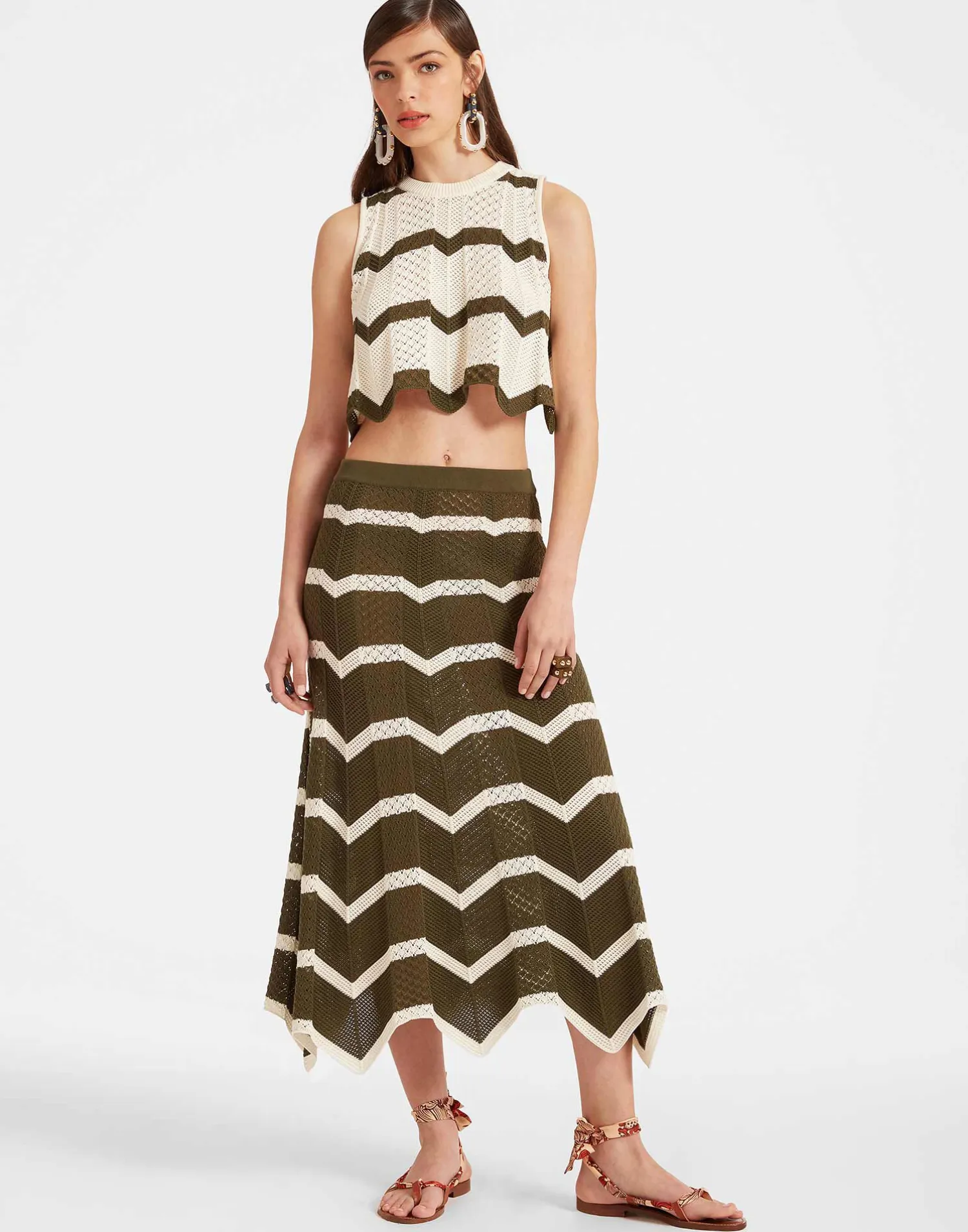 La DoubleJ Maglieria|Camicie E Top<Chevron TopSolid Camouflage in Knit Chevron
