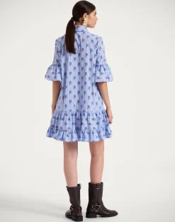 La DoubleJ Vestiti<Choux DressGryphos Light Blue in Cotton Poplin