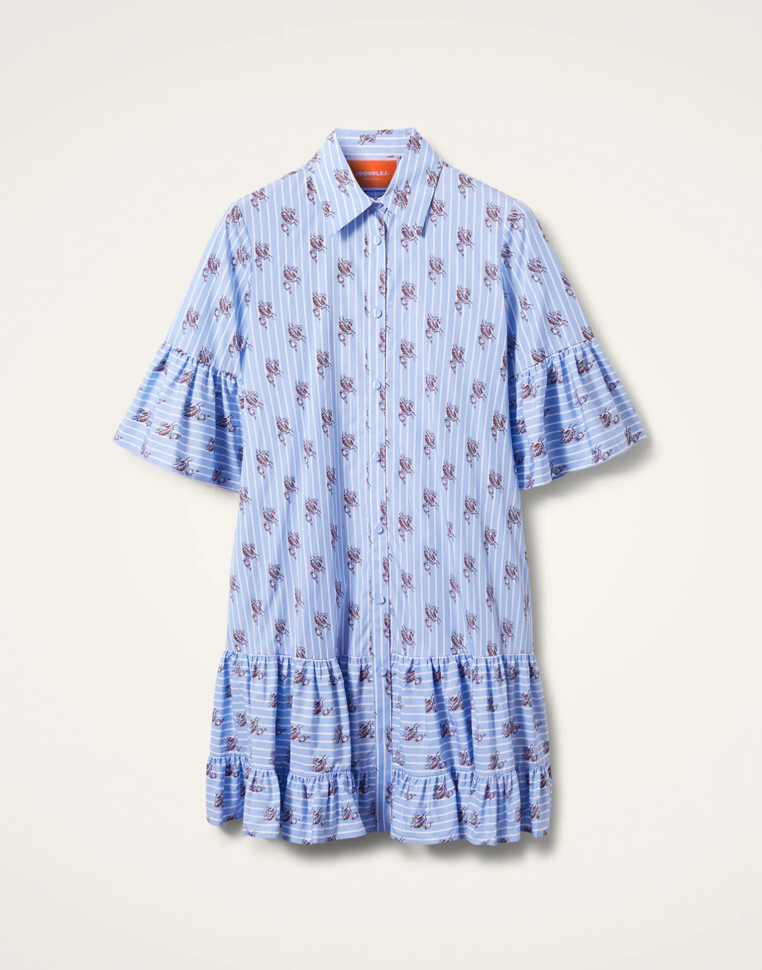La DoubleJ Vestiti<Choux DressGryphos Light Blue in Cotton Poplin