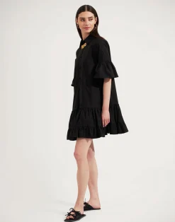 La DoubleJ Vestiti<Choux DressSolid Black in Cotton Poplin