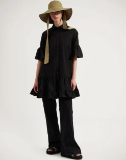La DoubleJ Vestiti<Choux DressSolid Black in Cotton Poplin